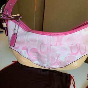 Coach Pink and Tan Shoulder Bag
